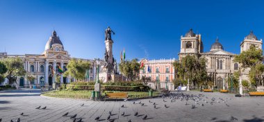 Plaza Murillo, Bolivian Palace of Government and Metropolitan Ca clipart