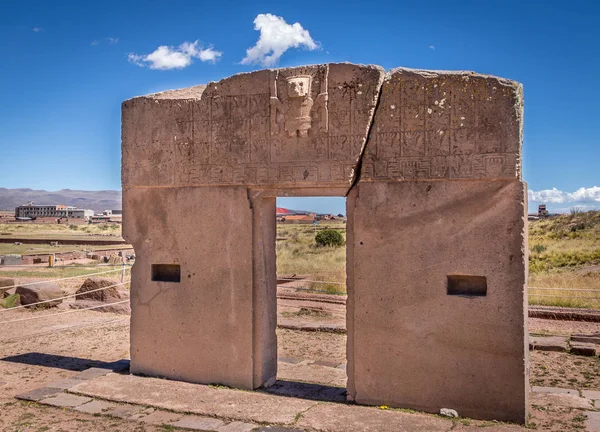 Porte Soleil Tiwanaku Tiahuanaco Archéo Précolombien — Photo