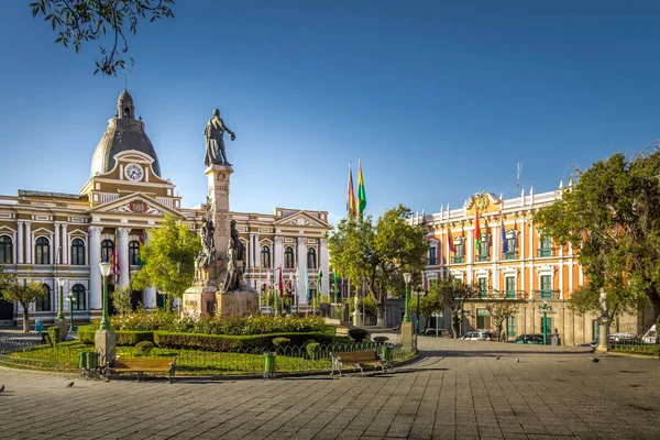 ムリリョ広場とボリビア政府 ラパス Bolivi の宮殿 — ストック写真