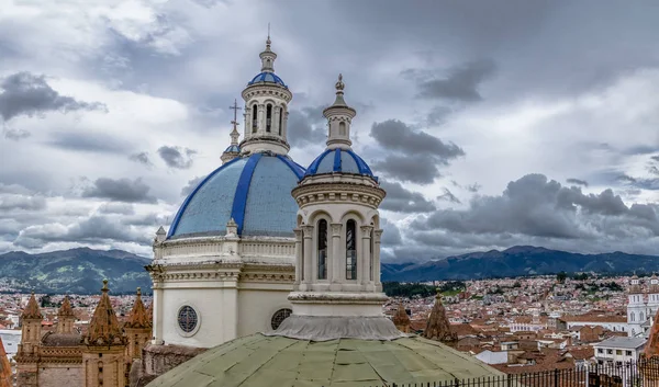 Blue Dome Inmaculada Concepcion Cathedral Vista Aérea Cidade Cuenca Cuenca — Fotografia de Stock