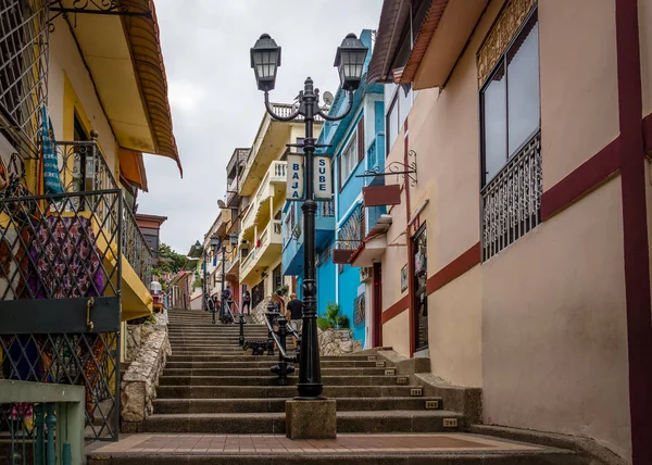 Edificios Del Cerro Santa Ana Sus 444 Escaleras Cima Guayaquil — Foto de Stock
