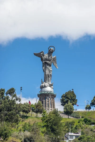 Památka Panny Marie Vrcholu Panecillo Nebo Hill Quito Ekvádor — Stock fotografie