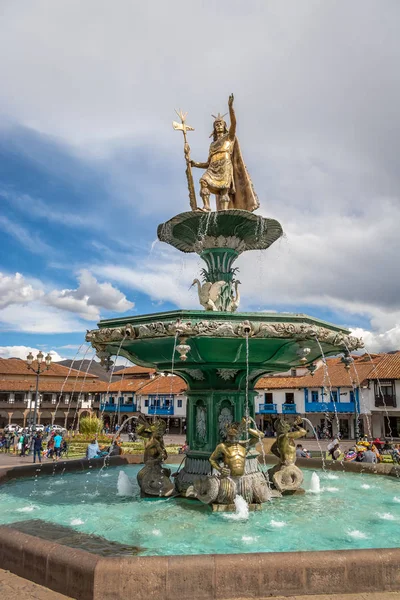 Inca Szökőkút Plaza Armas Cusco Peru — Stock Fotó