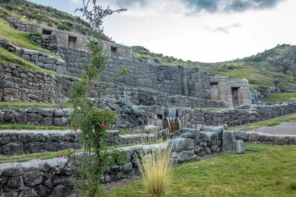 Tambomachay Inca Ερείπια Νερό Την Άνοιξη Κούζκο Περού — Φωτογραφία Αρχείου