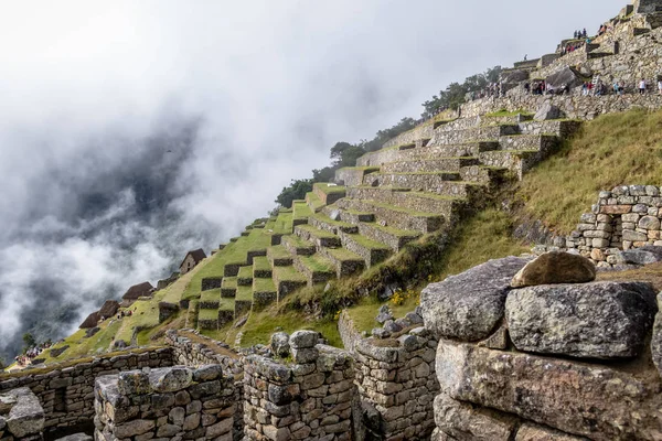 Terrazas Las Ruinas Machu Picchu Inca Valle Sagrado Perú — Foto de Stock