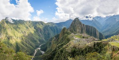 Panoramik Machu Picchu İnka harabelerini - Kutsal Vadi, Peru