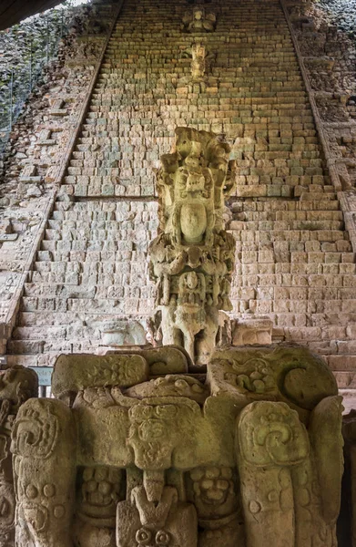 Hieroglyphen Treppe Bei Maya Ruinen Kopische Archäologische Stätte — Stockfoto