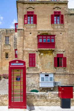 Booth - Valletta, Malta Valletta ve kırmızı binalarda telefon
