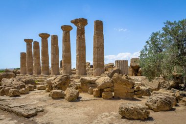 Tapınak Herakles Dorian sütunları Vadisi tapınak - Agrigento, Sicilya, İtalya
