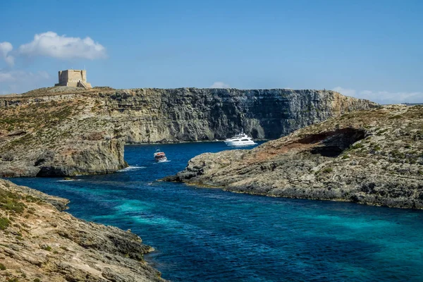 Сторожевая Башня Голубой Лагуны Острове Комино Гоцо Мальта — стоковое фото