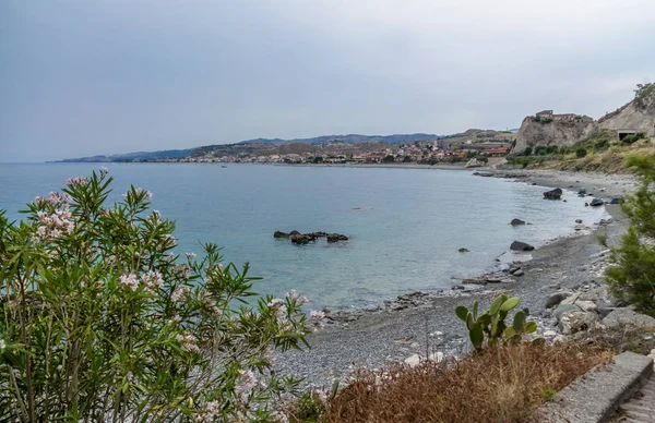 Vista Aérea Cidade Marina Bova Uma Praia Mediterrânea Mar Jónico — Fotografia de Stock