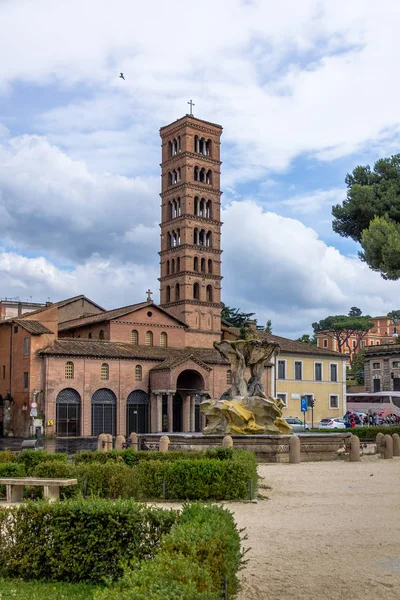 Tritons Fountain Basilica Saint Mary Cosmedin Santa Maria Cosmedin Piazza — Stockfoto