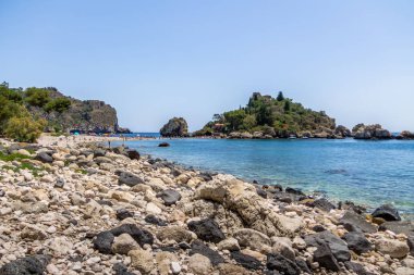 Isola Bella Adası ve beach - Taormina, Sicilya, İtalya
