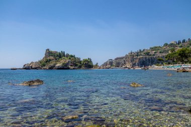 Isola Bella Adası ve beach - Taormina, Sicilya, İtalya