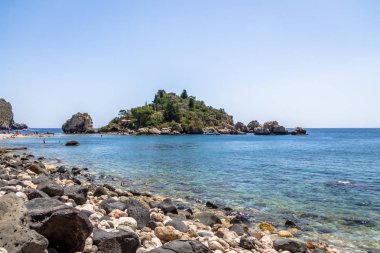 Isola Bella Adası ve beach - Taormina, Sicilya, İtalya
