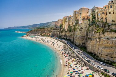 High view of Tropea town and beach - Calabria, Italy clipart