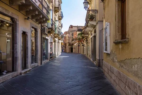 Straatmening Van Stad Taormina Taormina Sicilië Italië — Stockfoto
