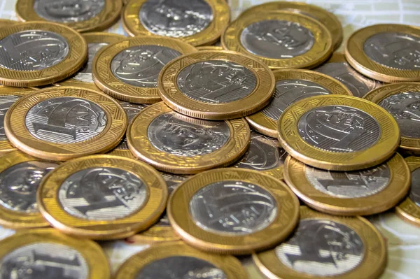 Бразильская Валюта Одна Настоящая Монета — стоковое фото
