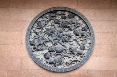 Aslanlar panelinde Jing bir huzur Tapınağı - Shanghai, Çin 