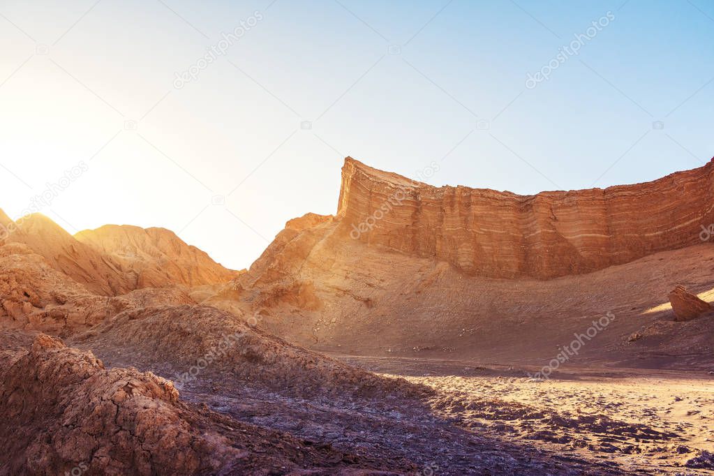 Amphitheatre formation at the Moon Valley - Atacama Desert, Chile