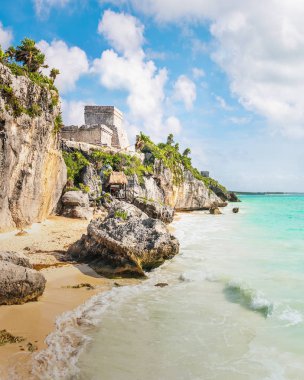 El Castillo ve Karayipler beach - Mayan Ruins Tulum, Meksika