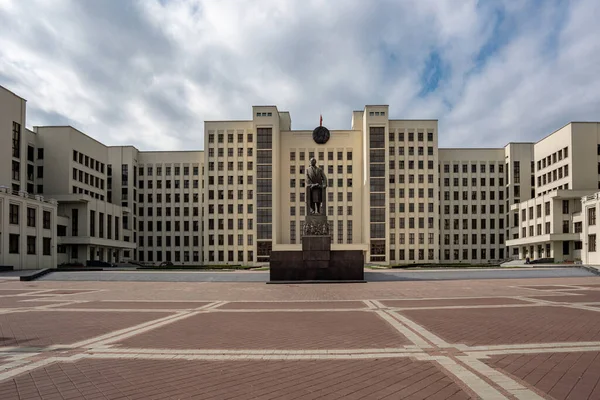 Casa Gobierno Monumento Lenin Minsk Bielorrusia —  Fotos de Stock