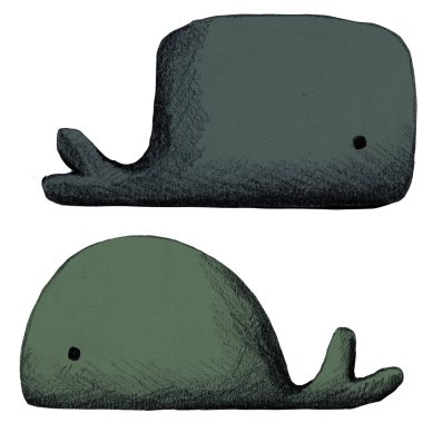 El çekilmiş kalem şirin kawaii balina ve spermwhale ayarla