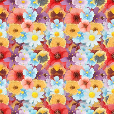 Vahşi çiçekler suluboya deseni resimlendirmeyi kusursuz hale getirdi