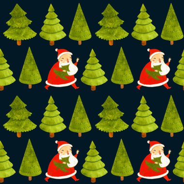 Noel Baba desenli köknar ağacı