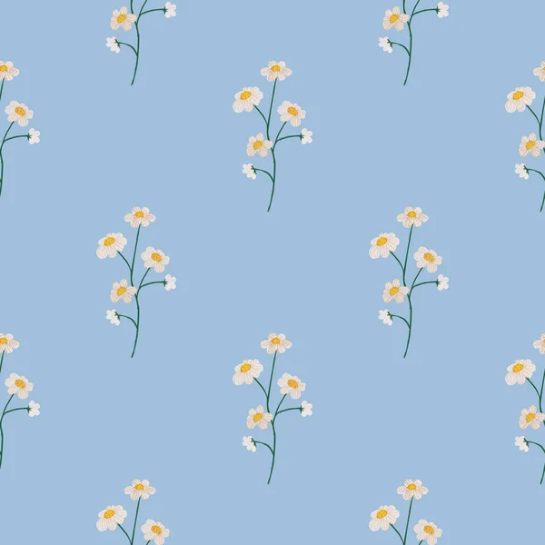 White daisy flowers pattern watercolor illustration seamless — Stock Photo, Image