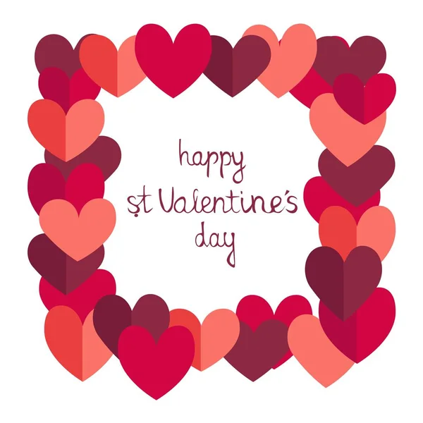 Svatý Valentýn Srdce rámeček s láskou písmo — Stockový vektor