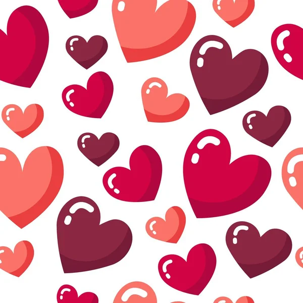 St. Valentine Day Pattern with pink and red Hearts — Stock Vector