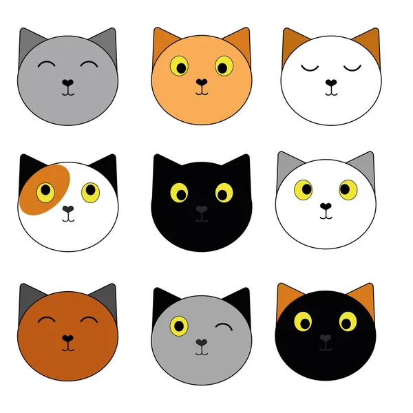 Funny Cats Cute Faces — Stok Vektör