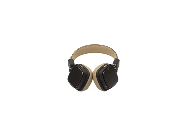 Soft Brown Beige Wireless Headphones Isolated White Background Bluetooth Earphones — Stock Photo, Image