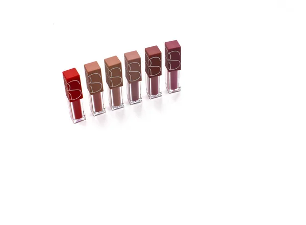 Cosmetic Set Lipsticks Packing Isolated White Background — Stock Photo, Image