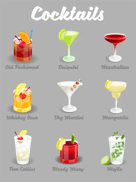 Cocktails definir banner — Vetor de Stock