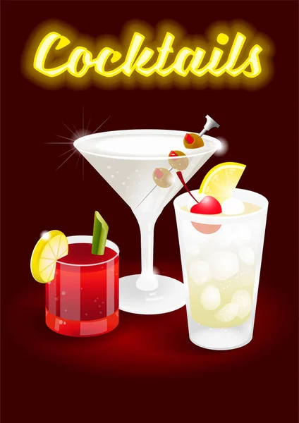 Cocktails nachtclub — Stockvector