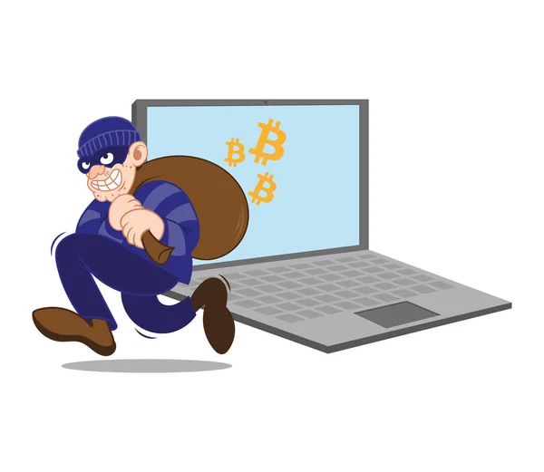 Bitcoin ciber thief — Stock Vector