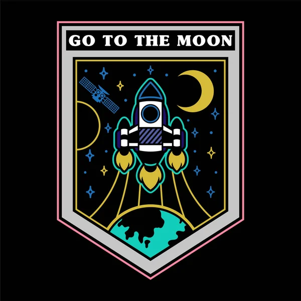 Los parches espaciales van a la luna — Vector de stock
