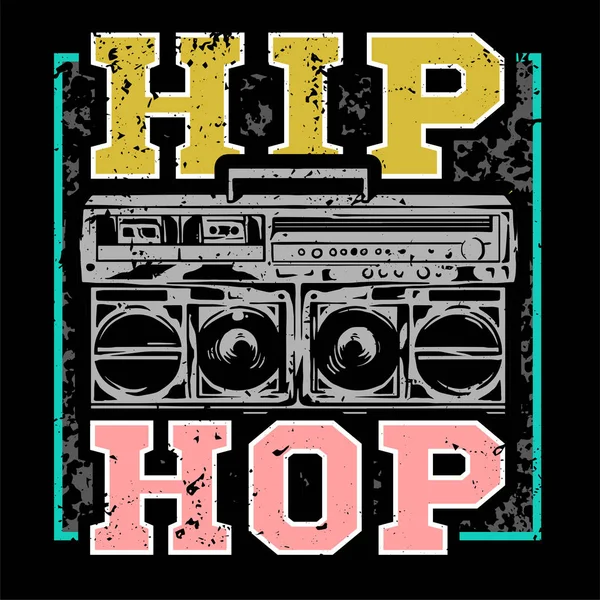Streetovou Barevný Tisk Velkým Boombox Hip Hop Nebo Rap Music — Stockový vektor