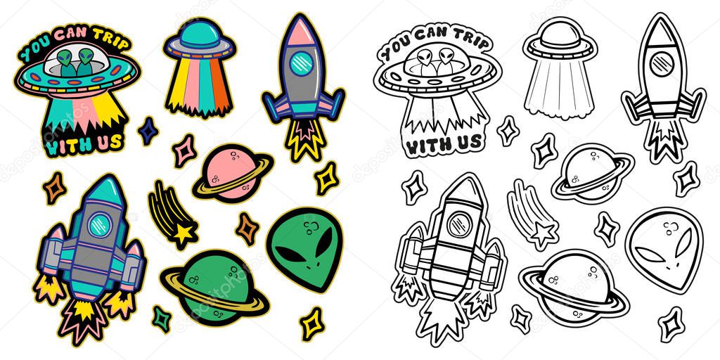 Set space stickers 