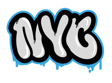 Decorative tourist vandal lettering with famous city New york in Graffiti bombing style on wall using aerosol spray paint Street style type lettering for poster cover print clothes pin patch sticker.