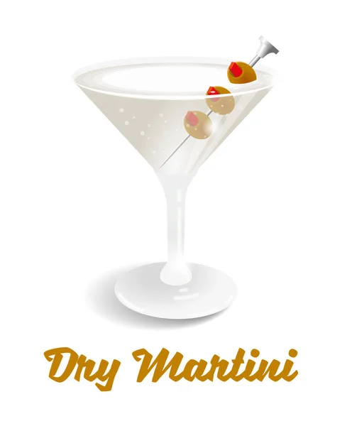 Martini seco cocktail — Vetor de Stock