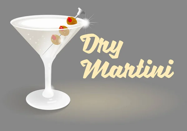 Martini seco cocktail — Vetor de Stock