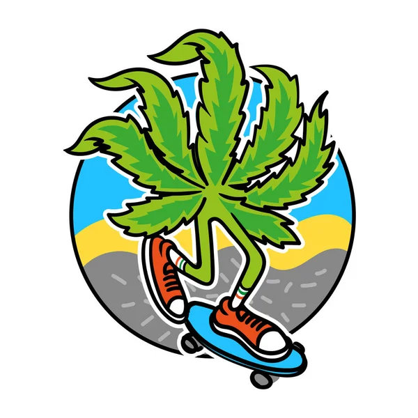 Marihuana cartoon schaatser — Stockvector
