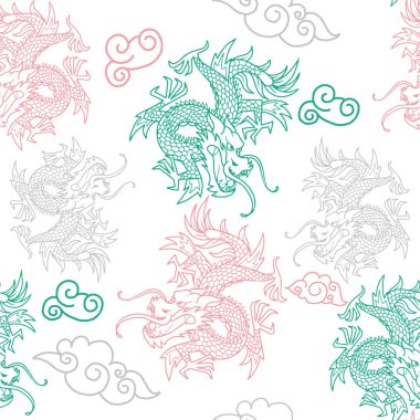 Japonya ejderha ile desen 