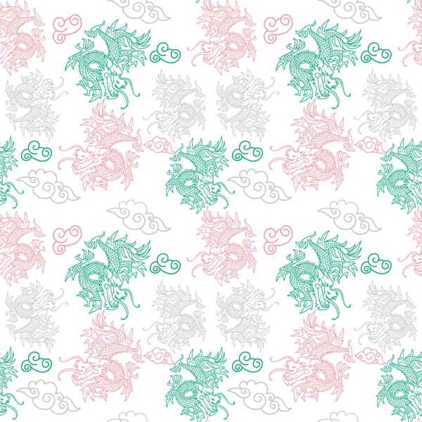 Pattern with Japan dragons — 스톡 벡터