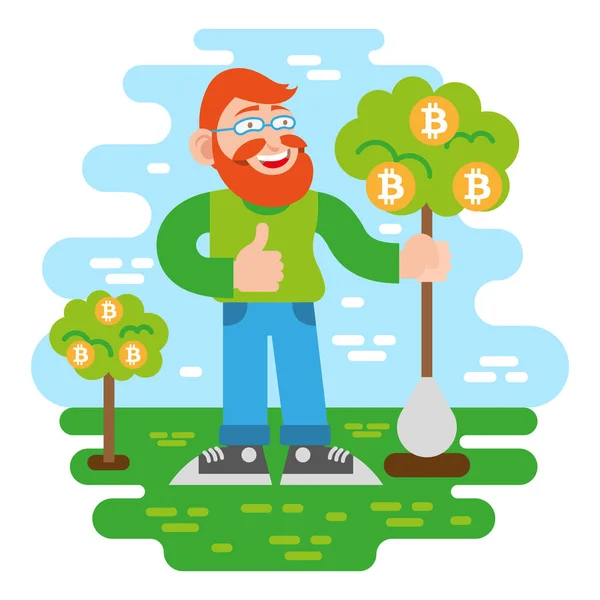 Bitcoin investor man — Stockový vektor