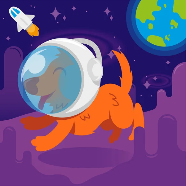 Chien astronaute courir — Image vectorielle