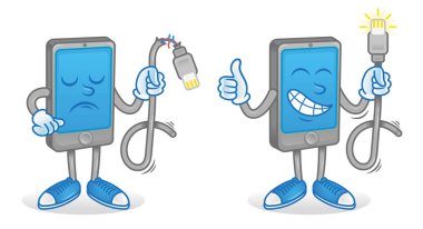 İyi ve kırık usb kablosu ile Smartphone 